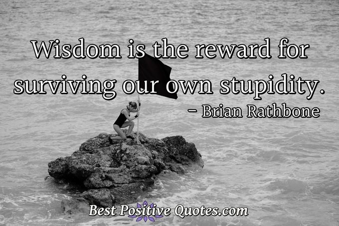 Wisdom is the reward for surviving our own stupidity. - Brian Rathbone
