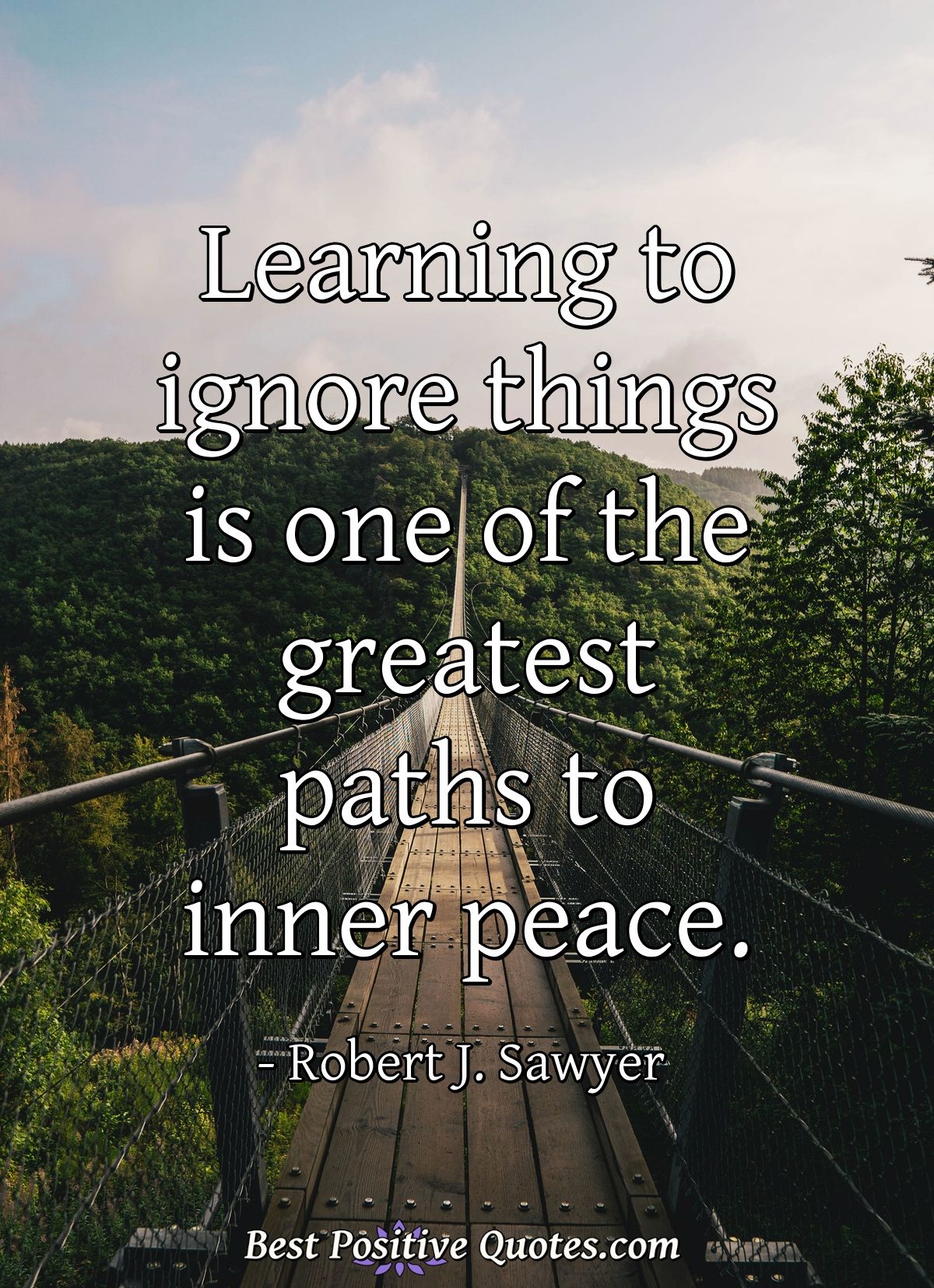 Learning to ignore things is one of the greatest paths to inner peace. - Robert J. Sawyer