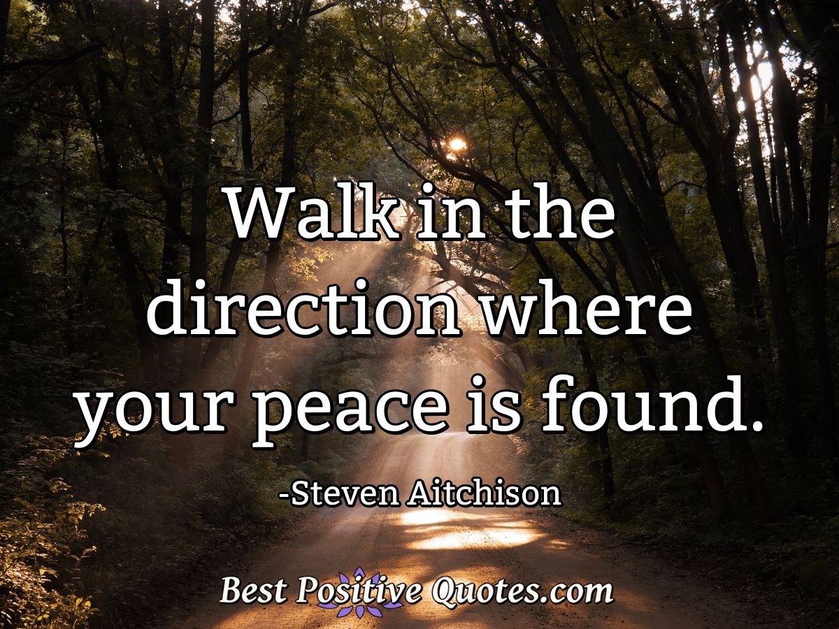 Walk in the direction where your peace is found. - Steven Aitchison
