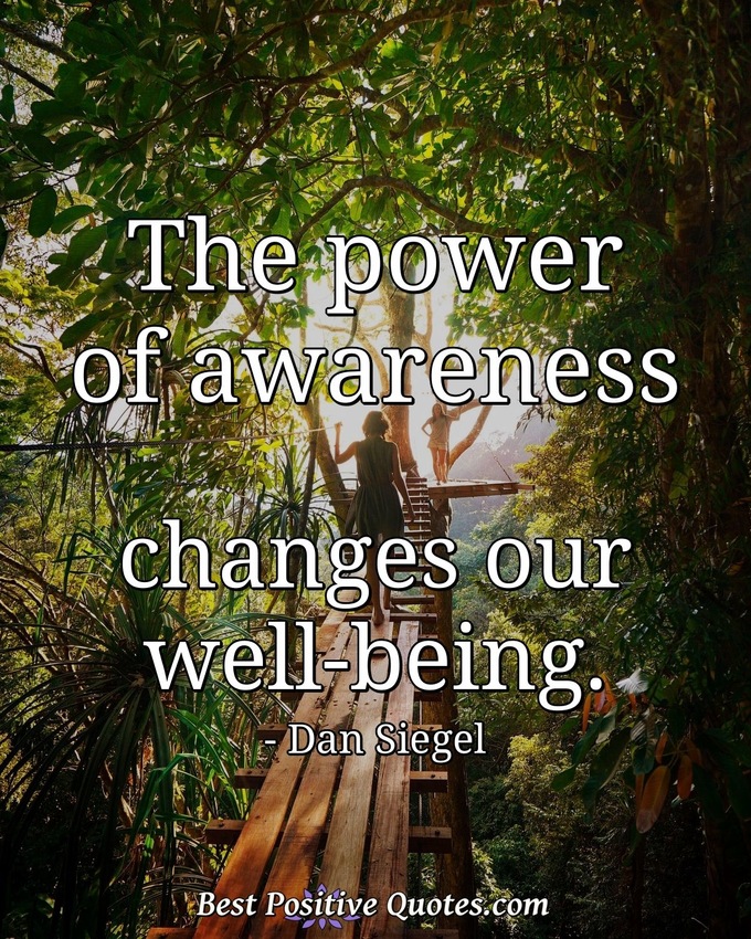 The power of awareness changes our well-being. - Dan Siegel