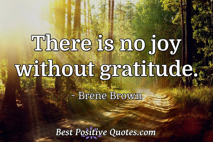 There is no joy without gratitude. - Brene Brown